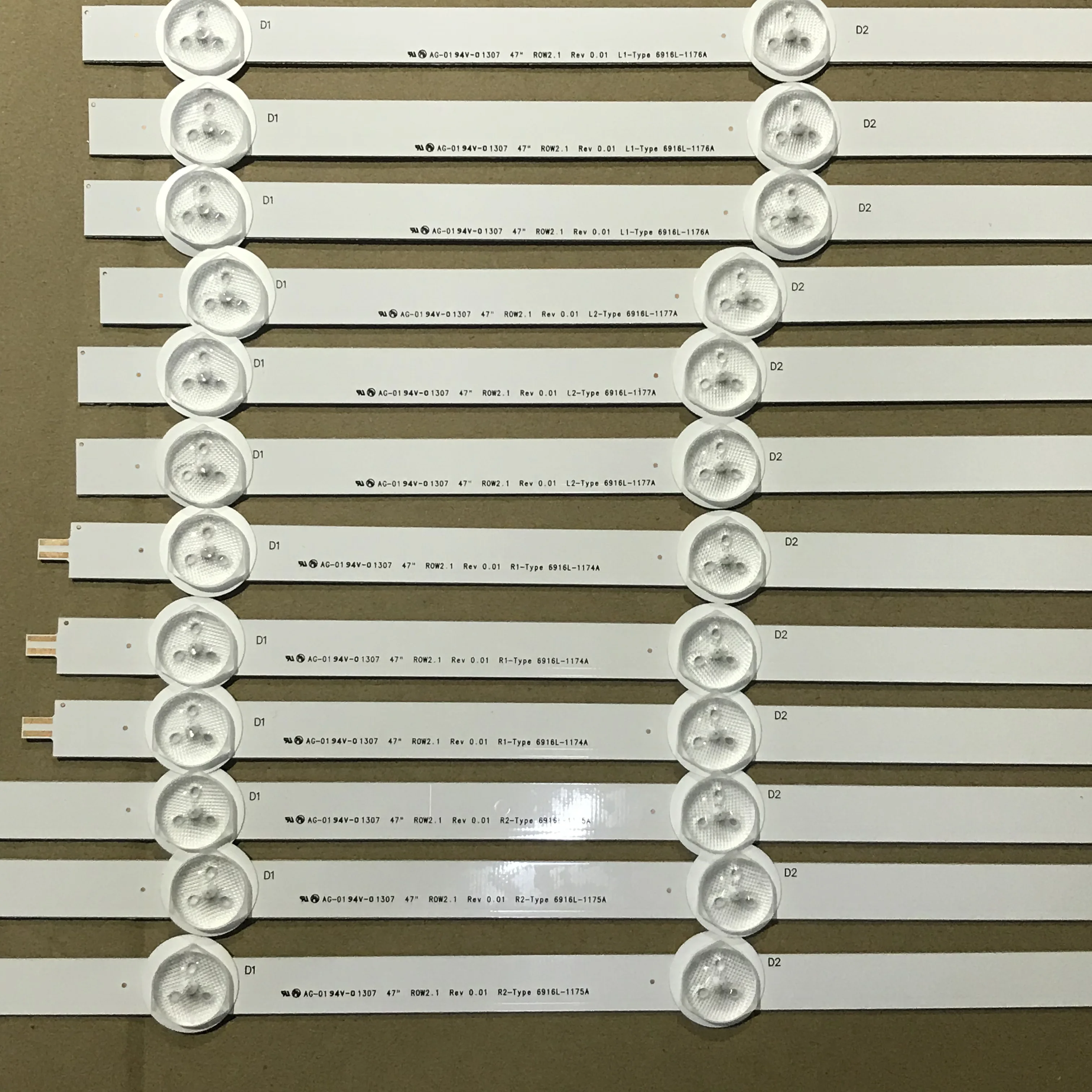 

NEW 12PCS/set 47"ROW2.1 FOR LG 47LN5400-cn led strip 6916L-1174A 6916L-1175A 6916L-1176A 6916L-1177A R1 R2 L1 L2 each for 3 pcs