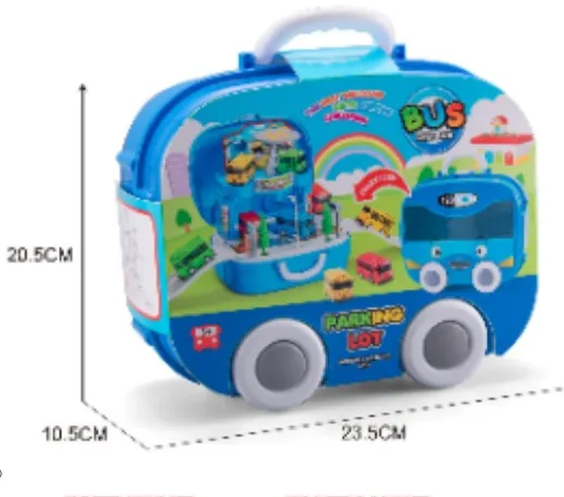 Korean Anime Tayo the little bus parking lot garage city Bus station bag box model with 2 mini tayo car kids Christmas gift