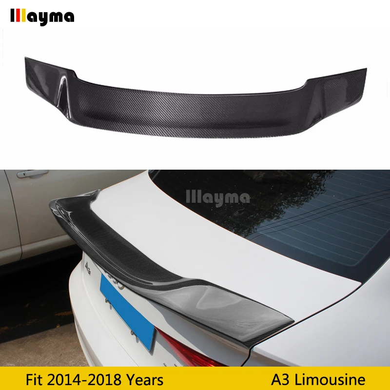 

R Style Carbon Fiber rear trunk spoiler For Audi A3 8V sedan 4Door limousine Sline S3 2014 - 2018 year Car rear wing spoiler