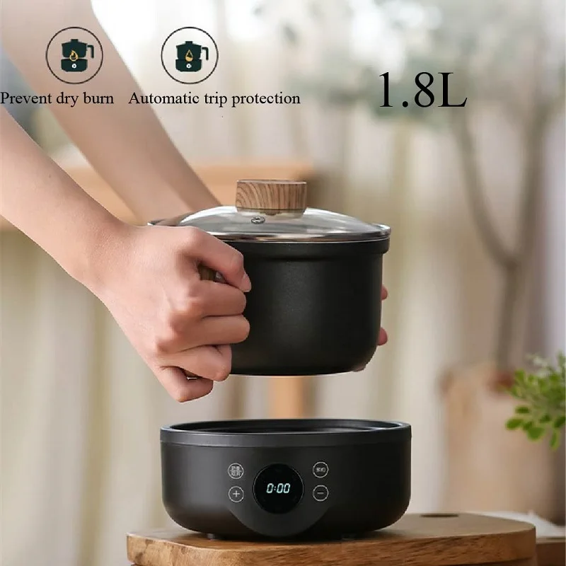 110V/220V Smart Electric Cooking Pot Camping Outdoor Cooker Multifunctional Pot Split Electric Hot Pot Non-stick Pot 1.8L