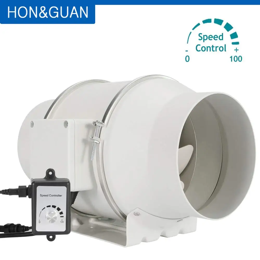 

Hon&Guan 6''Inline Duct Fan with Variable Speed Controller EC Motor 110V-240V Air Exhaust Fans for Carbon Filter Ventilation