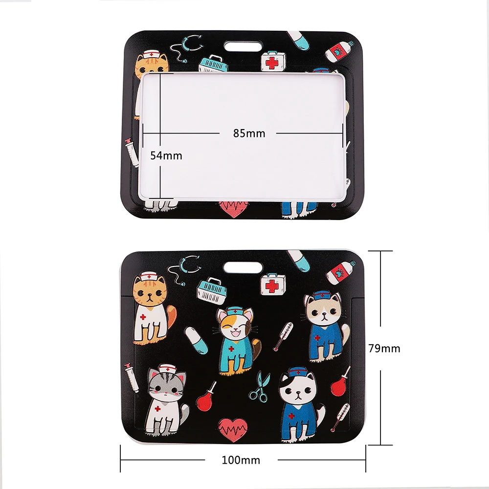 LX945 Cats Dogs Animals Doctor Nurse Lanyard Cartoons Phone Rope Credit ID Card Holder Keychain Hang Straps Charm Badge Holder