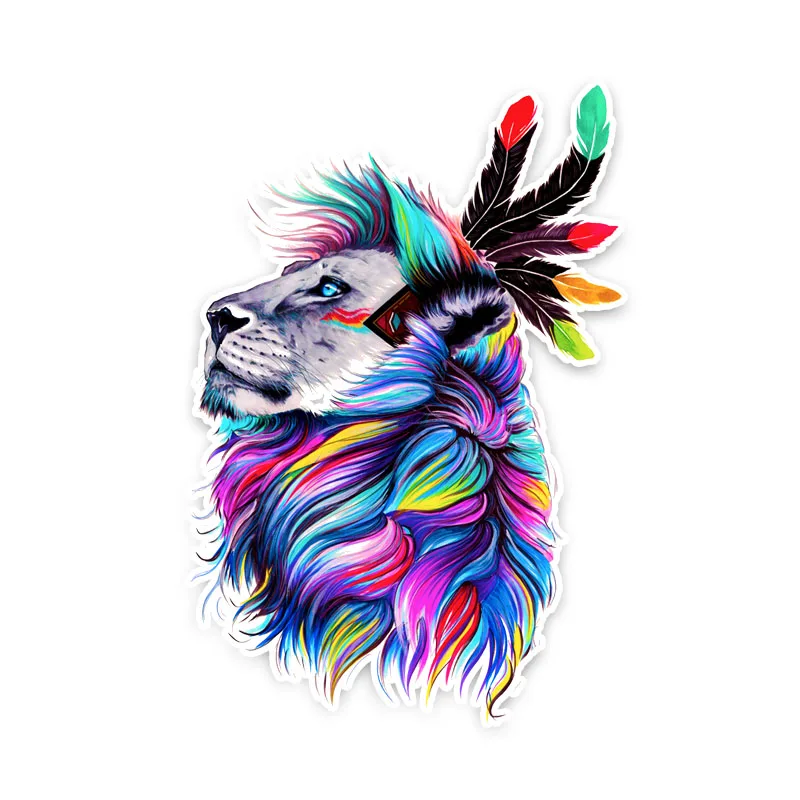 Personality Beautiful Animal Lion Head Colourful Car Bumper Sticker Styling Decoration Door Body Window Vinyl Stickers Kk18*12cm