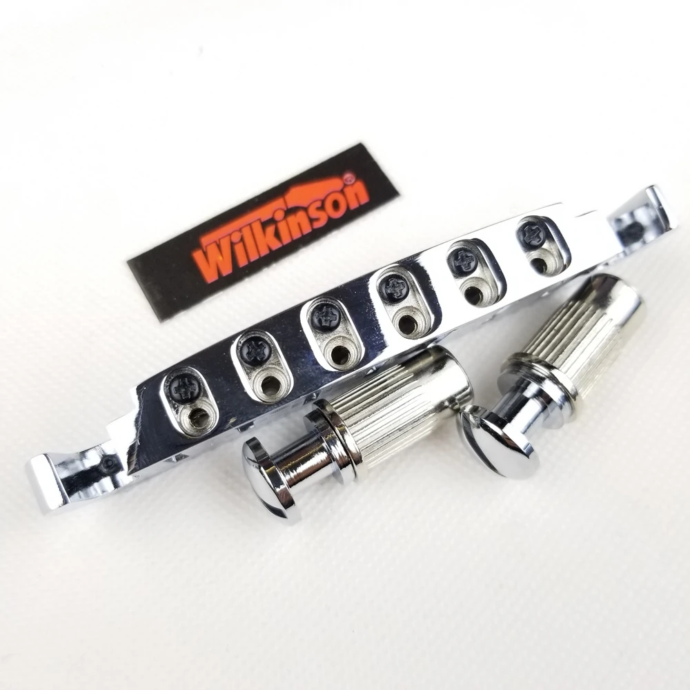 Wilkinson 52mm String Spacing Adjustable Pigtail Wraparound Bridge for Gibson/Epiphone Les Paul Style Guitar Chrome Silver WOGT3