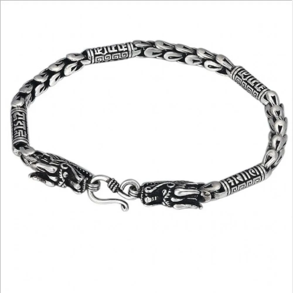 BOCAI S925 Gioielli di moda in argento puro Argento tailandese Drago Scaglie Modello posteriore Bracciale con rubinetto per uomo Bracciale da uomo in argento S925