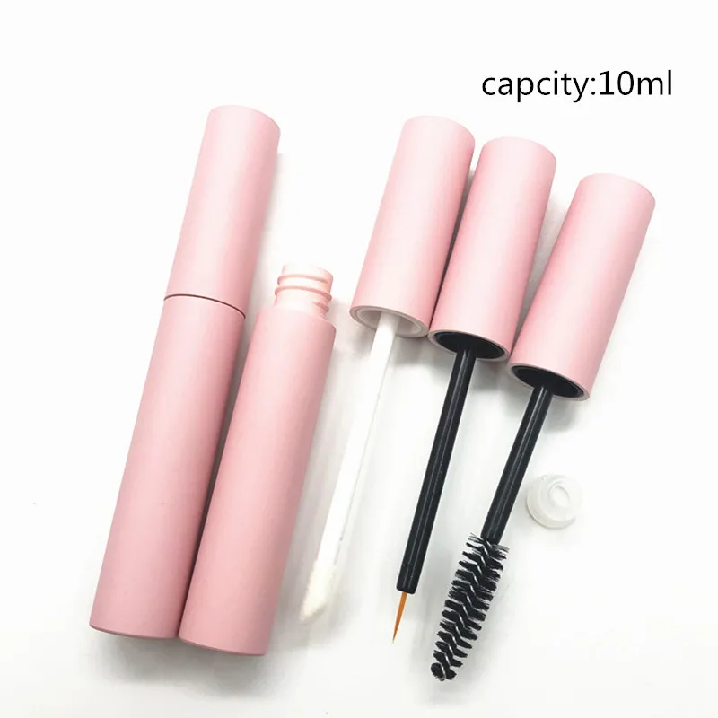 

10pcs 10ml Pink Empty Eyeliner Container Bottle Tube With Brush,Liquid Lip Gloss Bottle Applicator Mascara Wand Refillable Tube