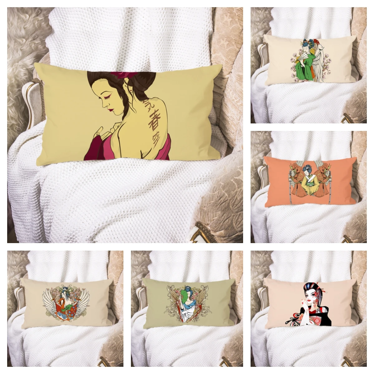 

Japanese cartoon character Samurai animation Japanese living room pillow cover office cushion cover car pillow cover