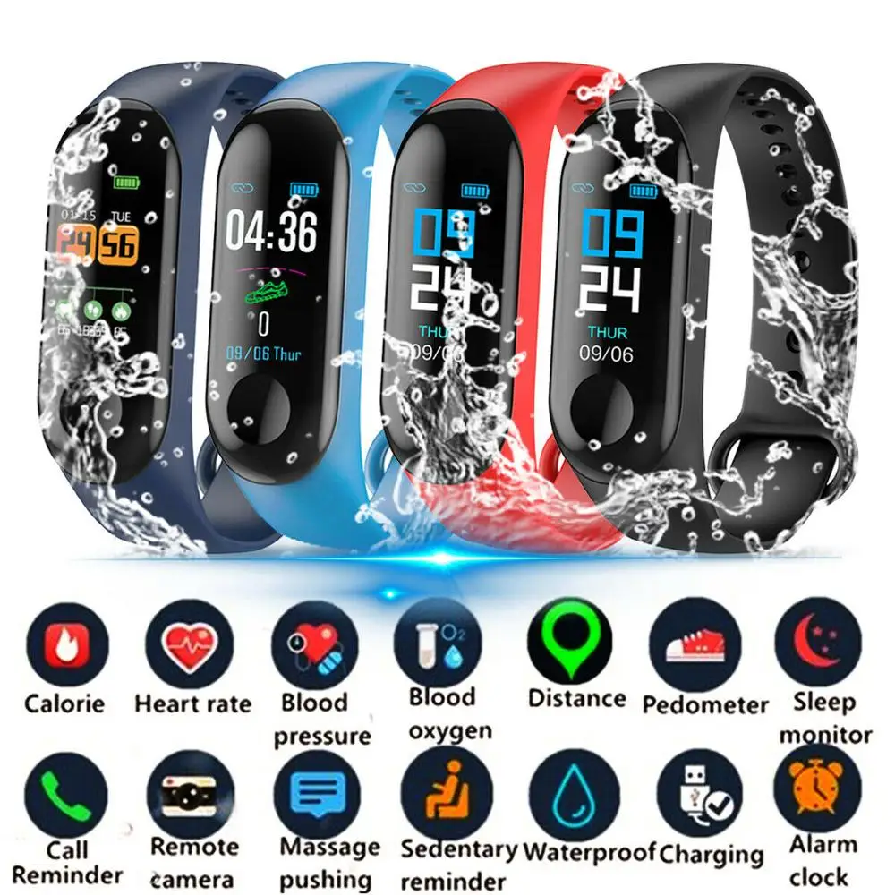 Montre connectée pour hommes, podomètre multicolore, moniteur de fréquence cardiaque et de pression artérielle, Bracelet de sport décontracté, à la mode, écran tactile