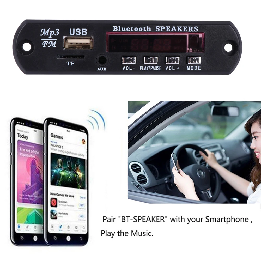 Bluetooth Decoder Board Automobile MP3 FM Radio Bluetooth 5 0 Speaker Module Audio Decoder Board 2020