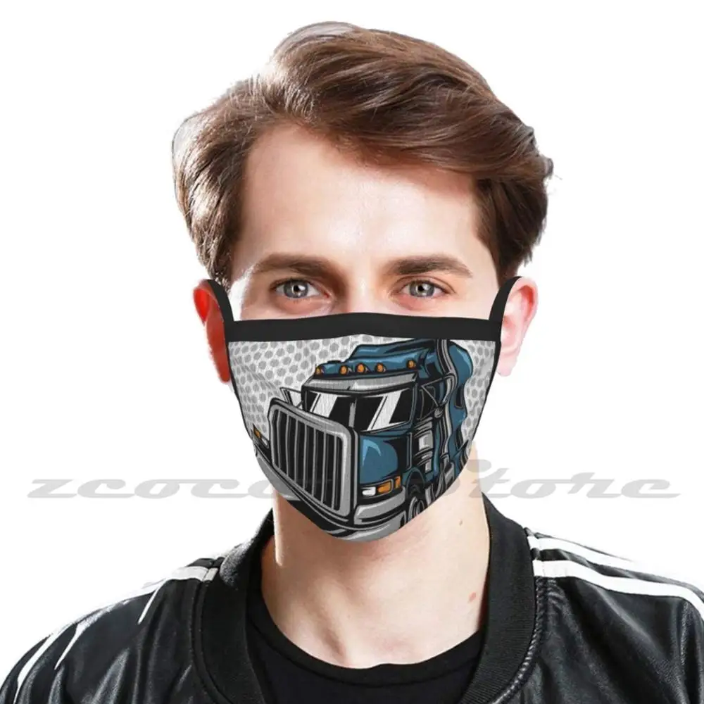 Trucker Vader Masker Doek Herbruikbare Print Filter Wasbare Vrachtwagen Driver Trucker Vader Trucking Truckin Over De Road Vrachtwagen