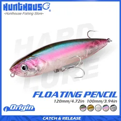 Hunthouse WTD Pencil Fishing Lure 100&120mm 19&32g Floating Artificial Hard Bait Surface Wobbler for Seabass Bluefish Tackes