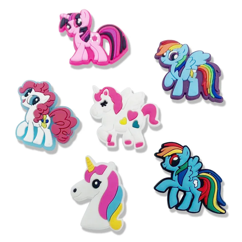 1PCS Unicorn Ponys PVC Shoe Charms Shoe Buckles Accessories Fit Bands Bracelets ,Kids Party Shoes accessoriesX-mas Gifts