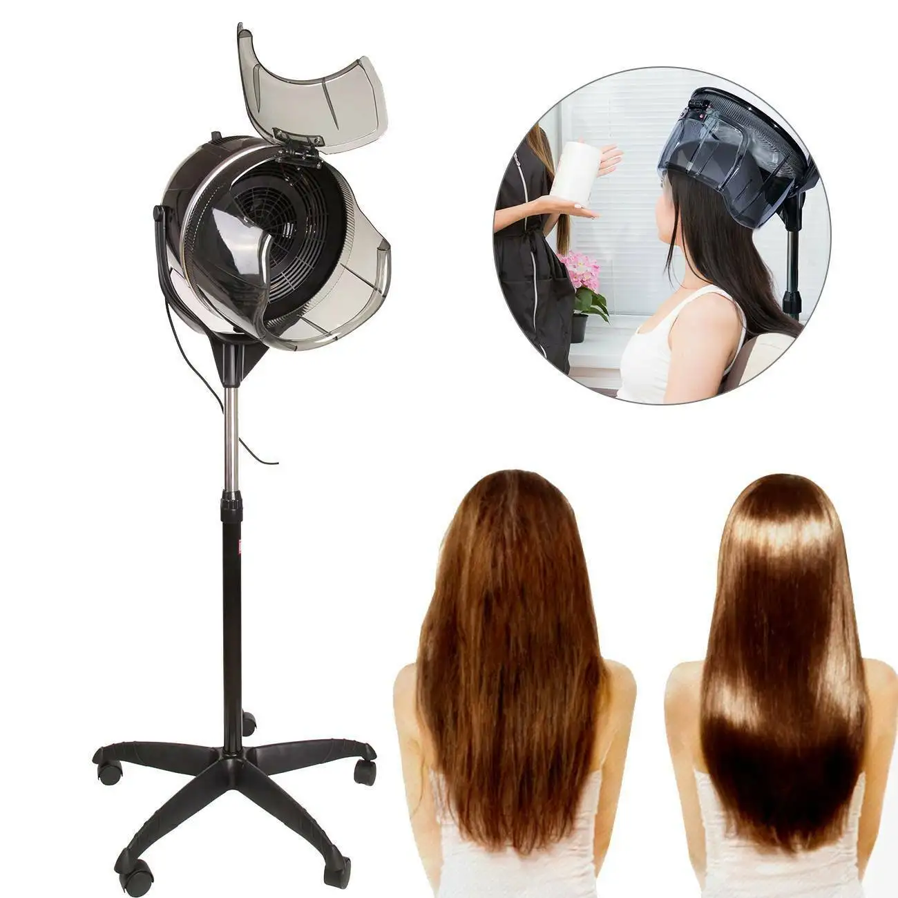 Samger 1000W Professional Stand Hair Drying Adjustable Hair Bonnet Dryer Salon Hair Styling Tool EU Plug W/ Timer Temperature