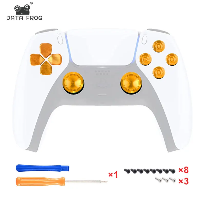 

DATA FROG Custom Metal Thumb sticks For PS4 Controller Replacement Aluminum Action Buttons With Sticker For PS5 Accessories