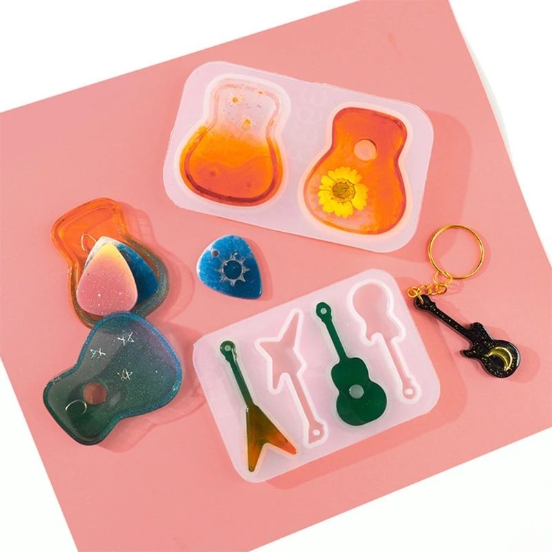 Guitar Picks Epoxy Resin Molds Plectrums Silicone Casting Jewelry Making for DIY Thumb Finger Pick Keychain Pendants