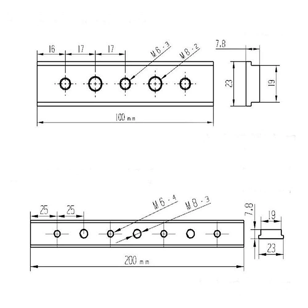 M6/M8 100mm T Track Slot Sliding Slab Slide Block for T-slot T-track Woodworking Tool T-Slot nuts Aluminium Alloy Tool Practical