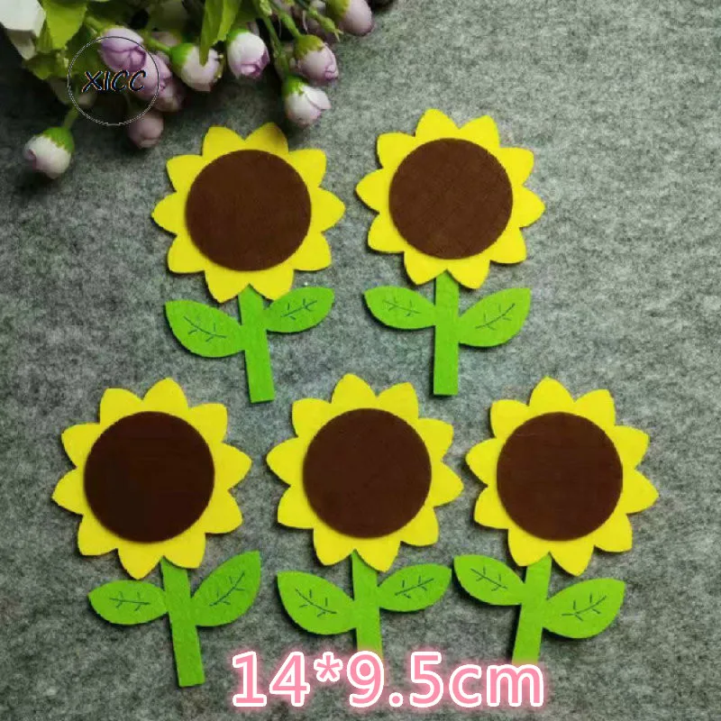 T-N Non-woven Felt Fabric Flower Wall Stickers Tulips Sun Flower Smile Face Kindergarten School Classroom Kids Handmade DIY Toys