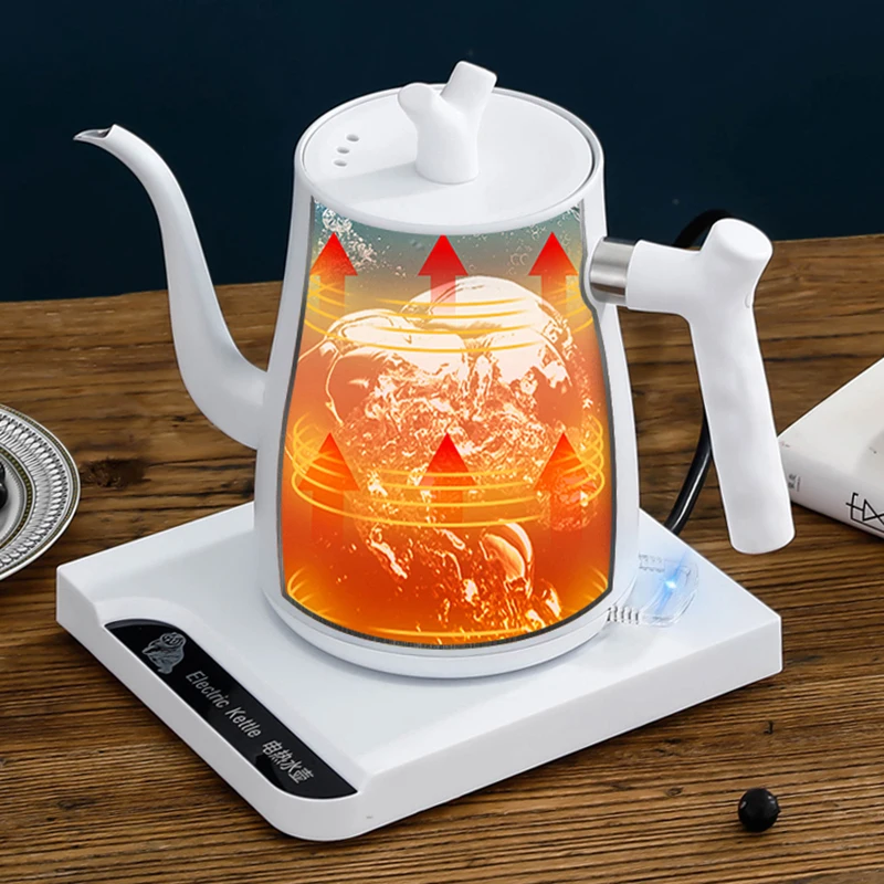 Chaleira elétrica Gooseneck, Hand Brewed Coffee Pot, Bule doméstico, Quick Ferva Água, 304 Stainless Steel Linner, 1.0L, 220V