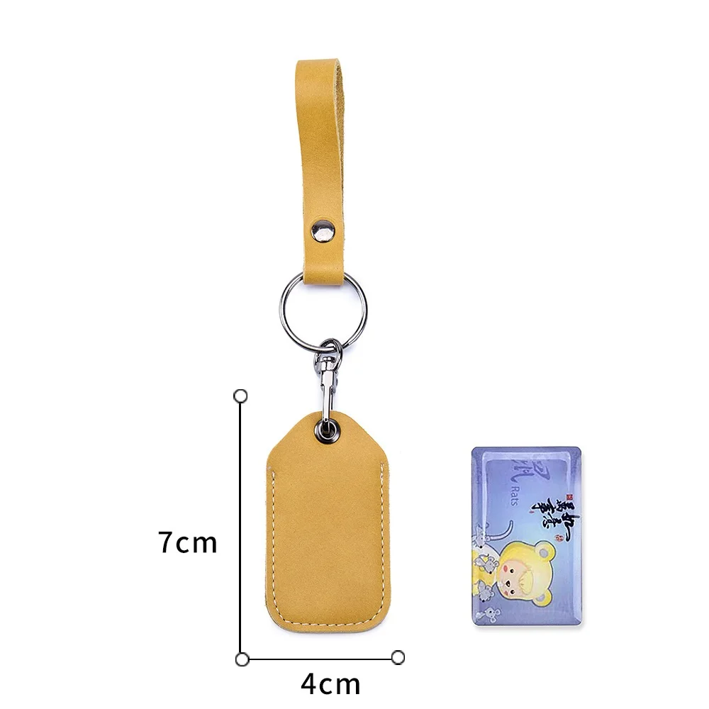 A2731 Cow Leather Small Keychain Control Doorlock Access Holder Key Ring Tags ID Card Bag Case