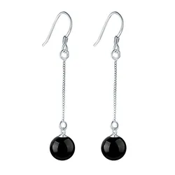 S925 Sterling Silver New Woman Jewelry Agate Ear Hook Black Red Lovely New Fashion With High Quality Earrings Girl Gift