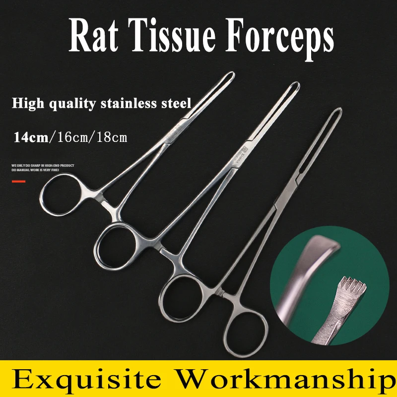 1PCS Professional Pet Animal Dog Cat Tissue Forceps Cervical 14CM 16CM 18CM Uterine Alice Rat Tooth Orthopedic Clinic Supplies