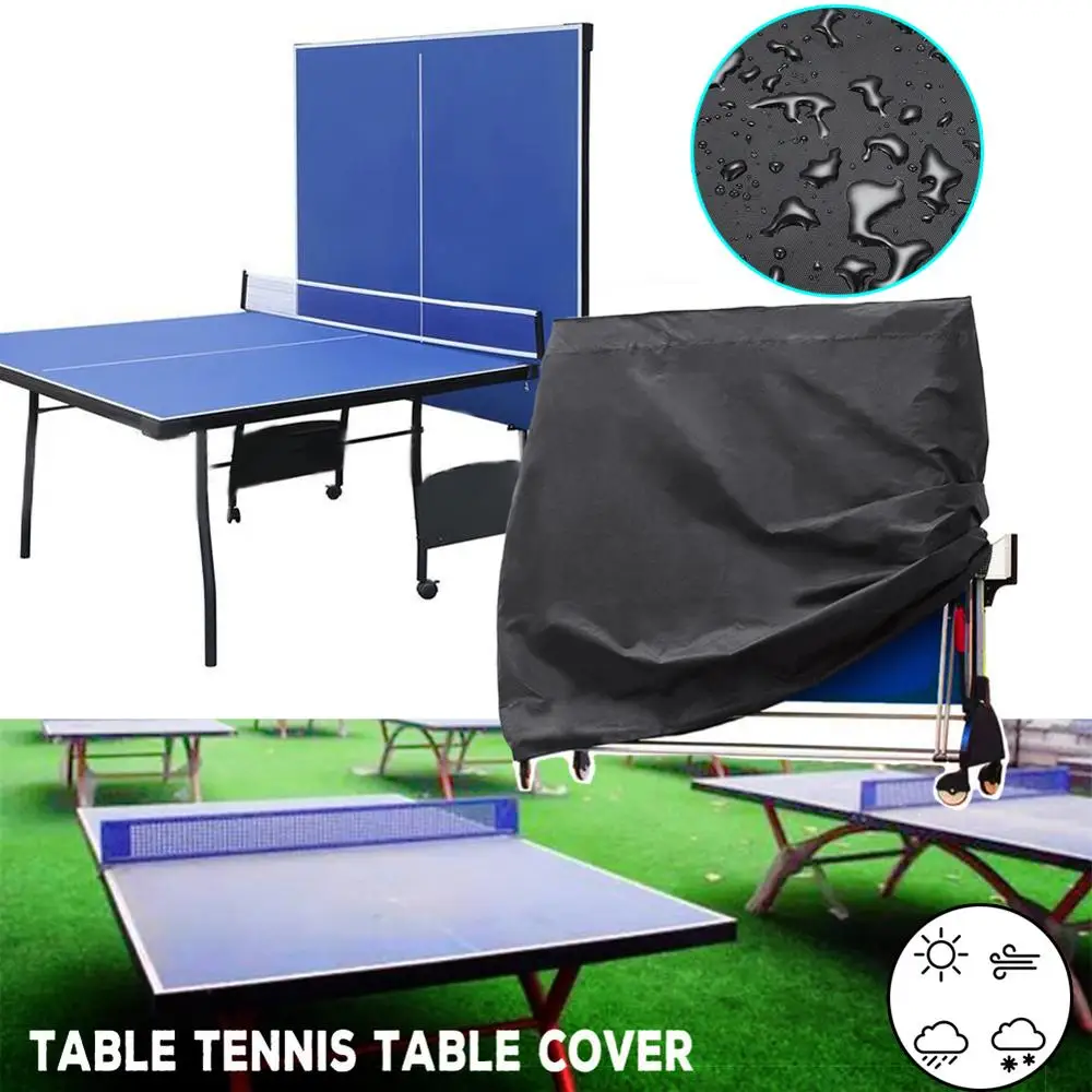 Outdoors Folding Ping Pong Table Cover Black Waterproof Anti-Dust Adjustable Ping Pong Table Protector Household Useful