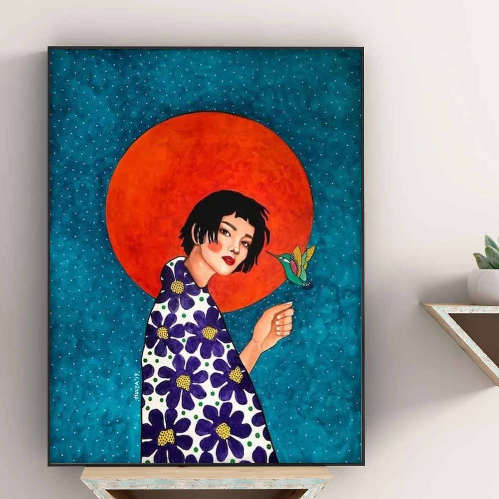 Abstract Colorful Girl Wall Art Canvas Painting Nordic Poster Flower Hair Cuadros Wall Pictures For Living Room Vintage Unframed
