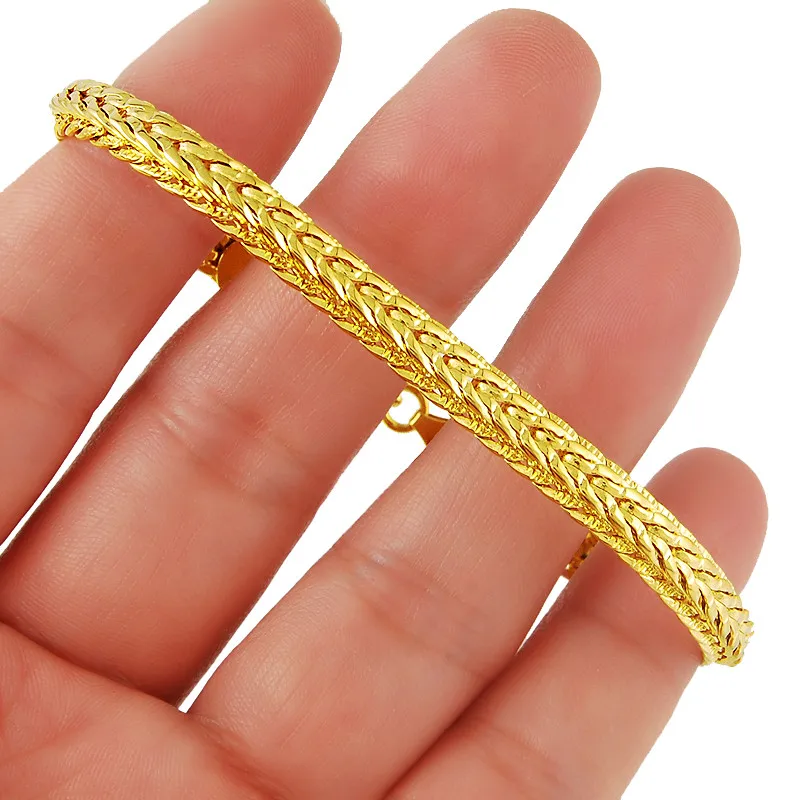 24K Gold Bracelet Sideways 5MM Keel Gold-Plated Fashion Bracelet, Suitable For Women'S Jewelry Gifts