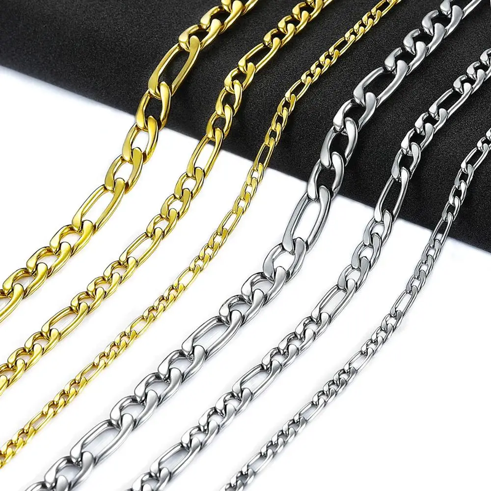 Stainless Steel Link Figaro Chain High Quality Long Necklace for Men Women Choker Gold/Silver Color Jewelry Accessories DIY Gift