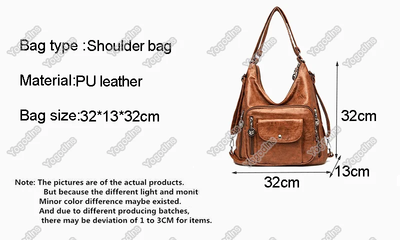 Vintage Frauen Umhängetasche Mode Pu Leder Umhängetasche Designer Geldbörse große Kapazität Handtasche Reisetasche Sack à main – Detail 2