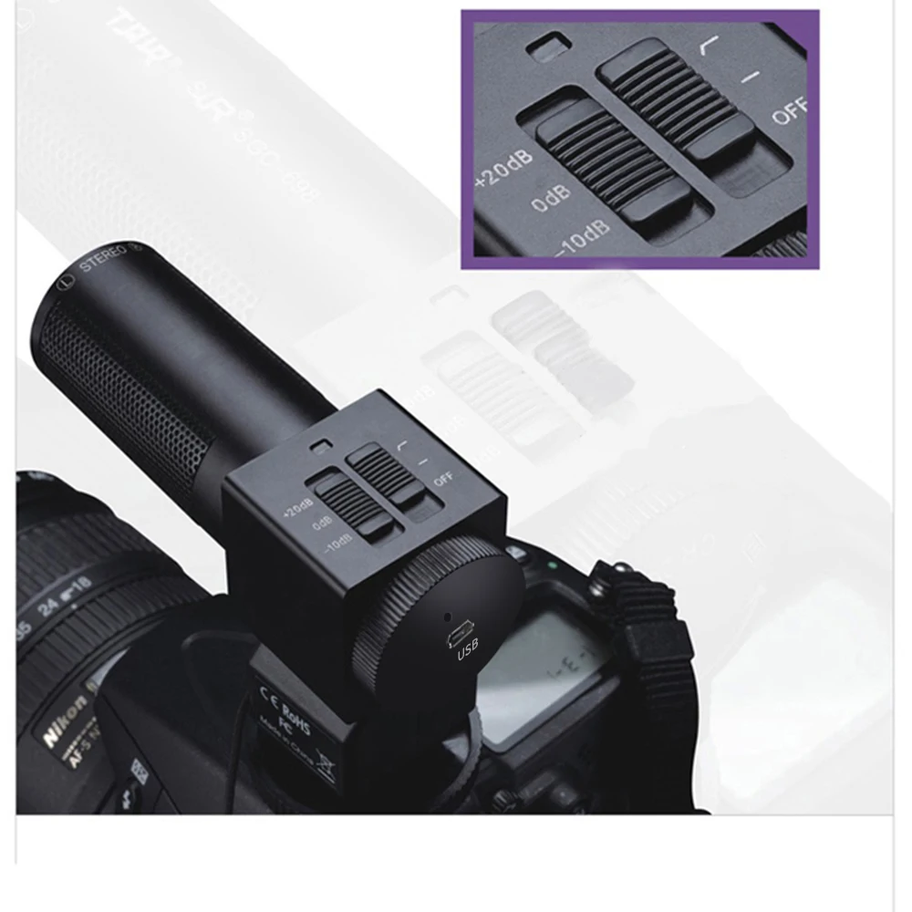 KOMERY Camera And Video Microphone Professional Studio Digital Video Stereo Recording 3.5mm Microphones For Camera For Canon