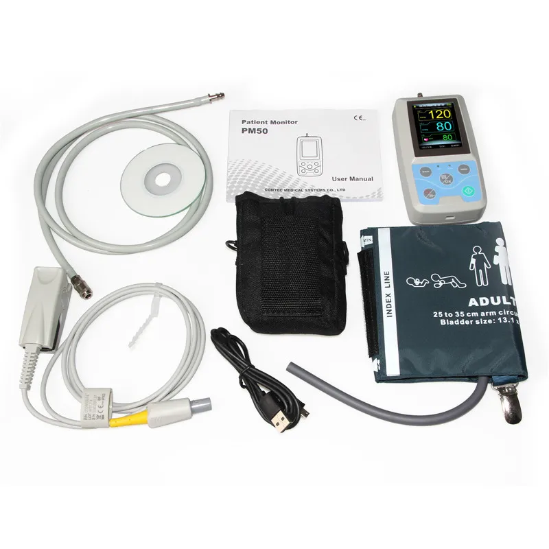 CONTEC Blood Pressure NIBP & Spo2 Probe Monitor One Adult Cuff and SPO2  Probe