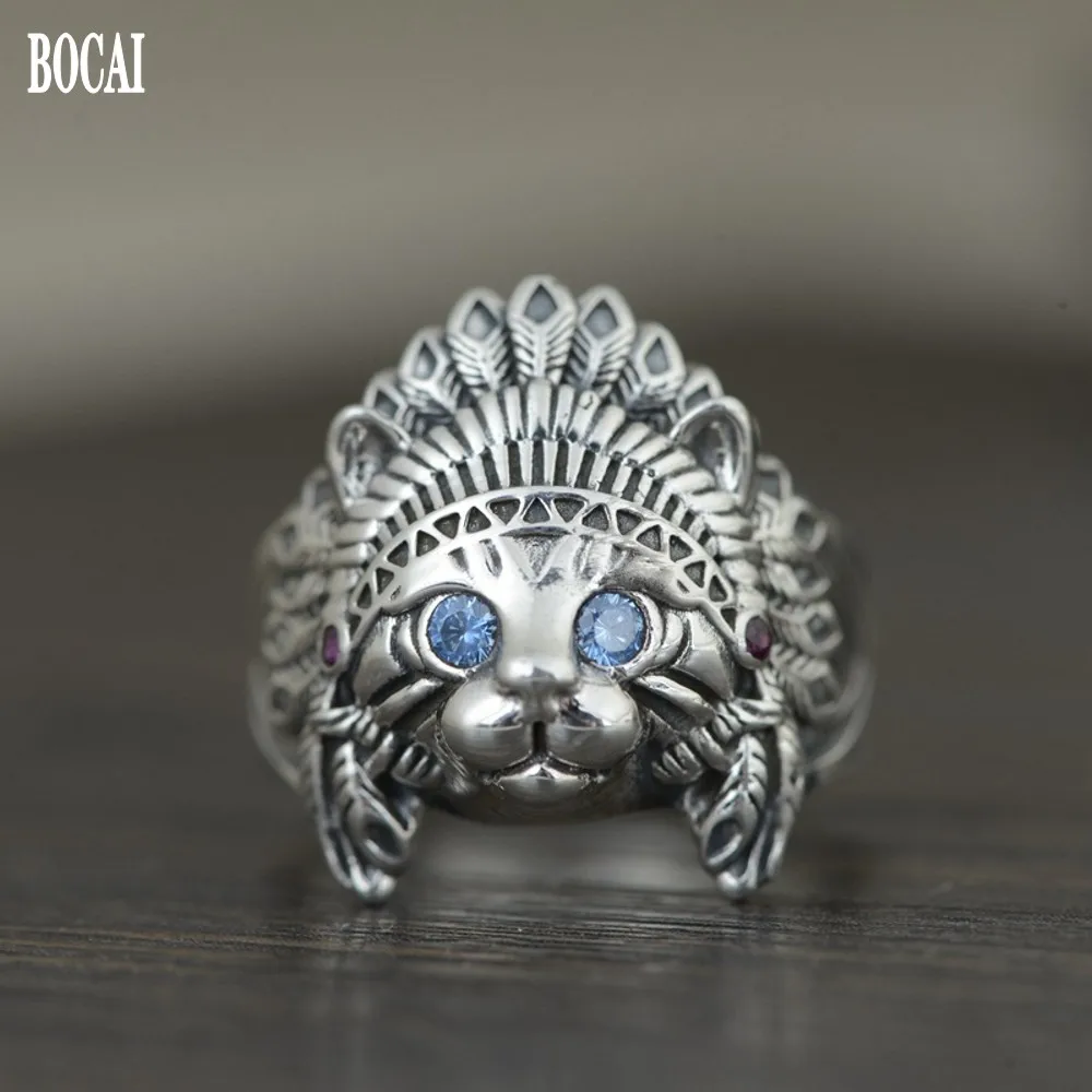 

BOCAI New Real S925 Pure Silver Cartoon Doll Woman Retro Fashion Design Male And Female Style Thai Silver Ring