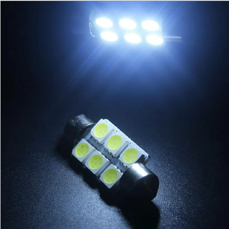 2pcs C5W 6 Led White Festoon Dome Light 5050 SMD LED Car Auto Interior Light Door Lamp 12V light Reading Lamp Map 36mm