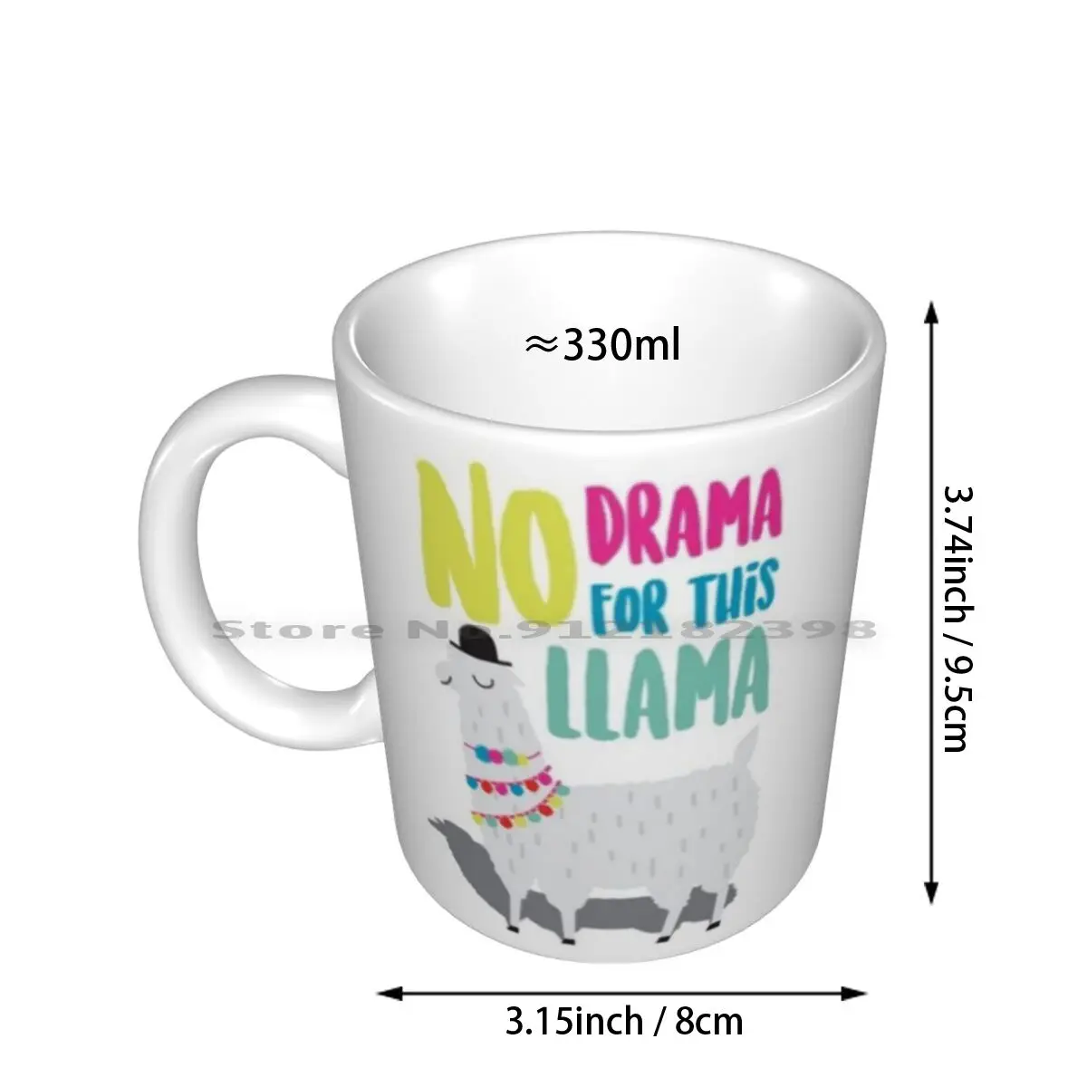 No Drama For This Llama Ceramic Mugs Coffee Cups Milk Tea Mug Llama Drama Pink Cute Llamanodrama Alpaca Creative Trending