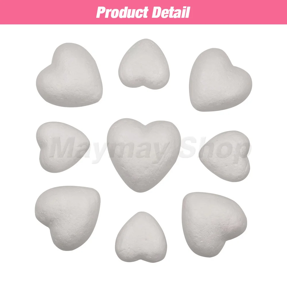 Polystyrene Styrofoam Heart Modelling Foam Solid Heart For Valentine Christmas Wedding Party DIY Craft Decoration Supplies