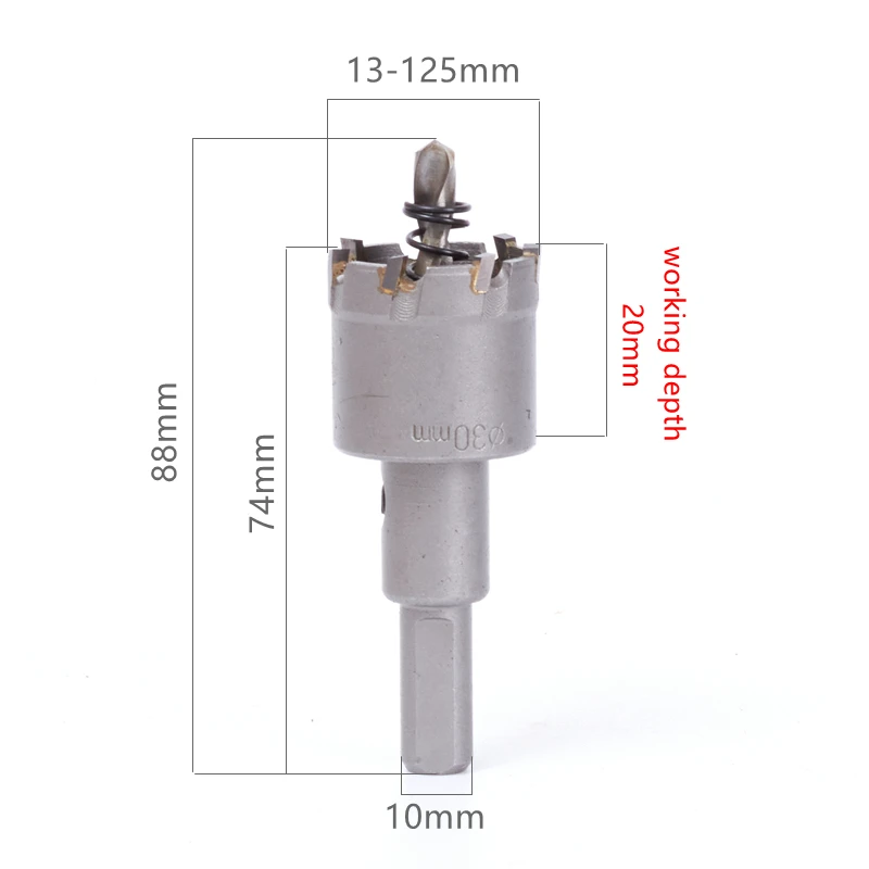 Foret TCT en carbure de tungstène, scie cloche, acier inoxydable, aluminium, fer, cuivre, outils de travail des métaux, livraison gratuite, 13-100mm