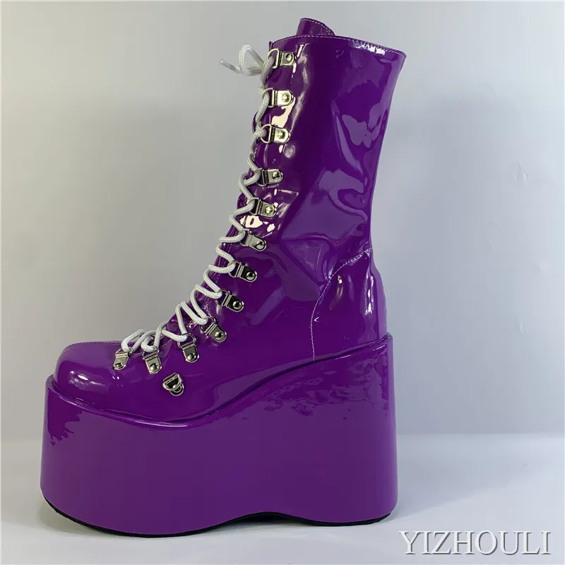 

Sexy wedges, 12.5cm stage performance style busker style multi-coloured ankle boots custom, model stage pole dancing shoes