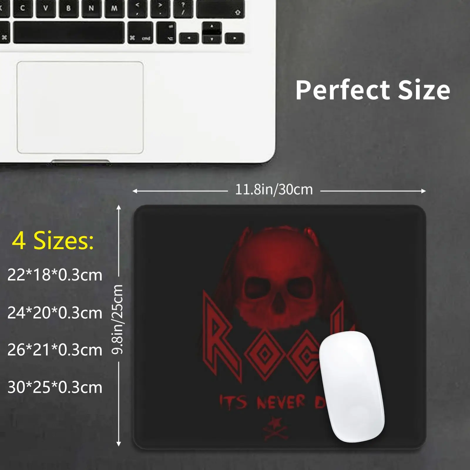 Коврик для мыши Rock Its Never Die, «сделай сам», рок-музыка, рокер, металл, жесткий рок, тяжелый металл, рок-вентилятор, металлический вентилятор