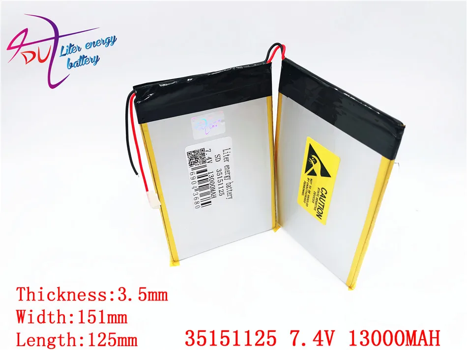 Liter energy battery 35151125 7.4V 13000mAh DIY U30GT, U30GT1, U30GT2 dual four-core tablet pc Rechargeable batteries