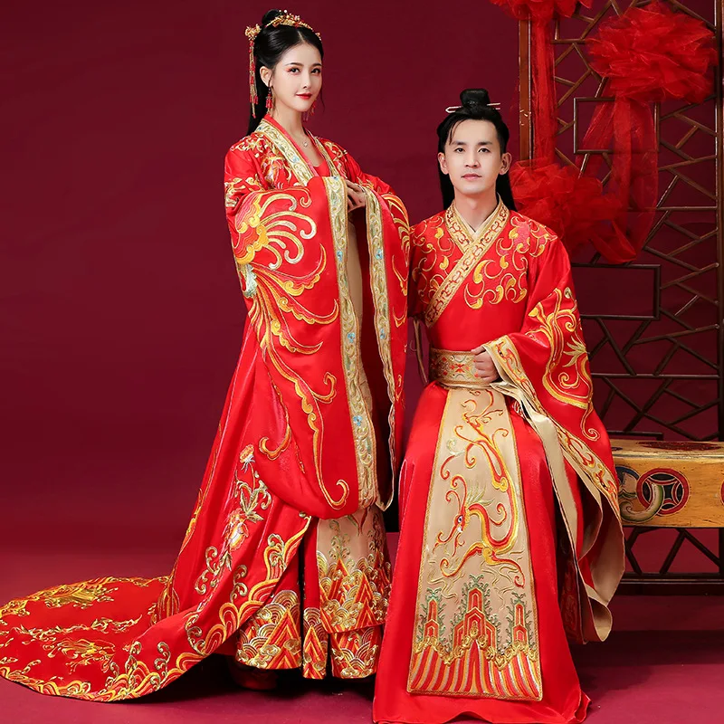 Vintage Red Chinese Style Wedding Married Dress High Quality Embroid Loading Men And Women Traditional Hanfu Embroidery Ancient