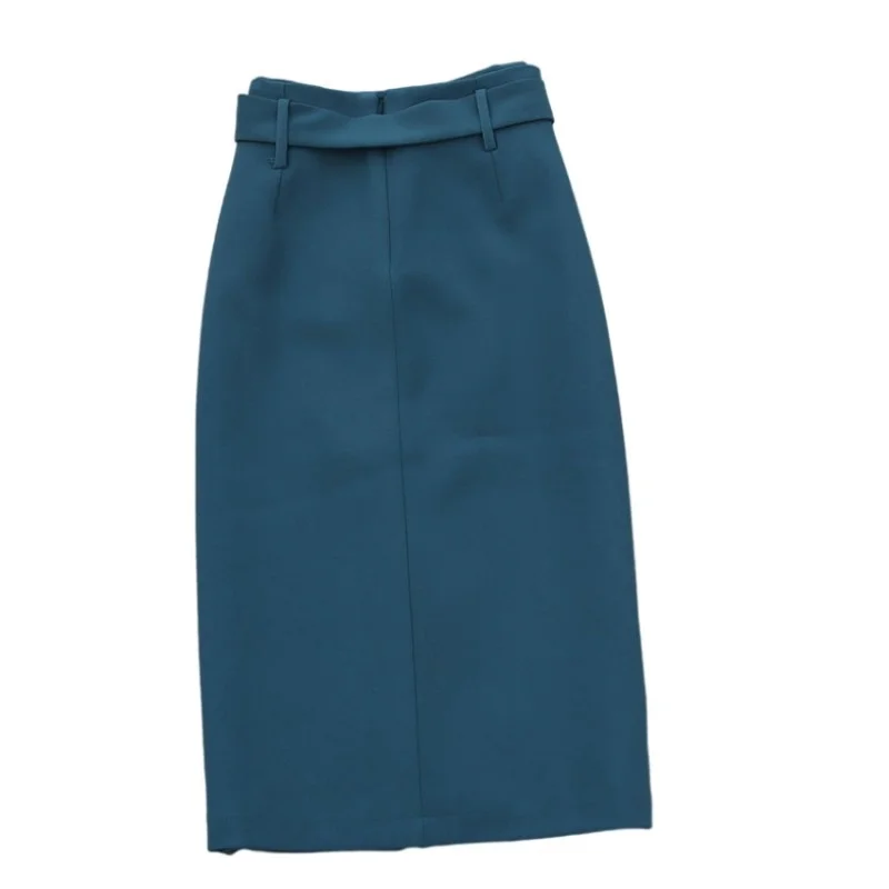 Ladies Elegant Knee Length Belted Slim Fit High Waist Skirt Women Slim Fit Bodycon Skirts A Line Split Female Work Suit Skirt