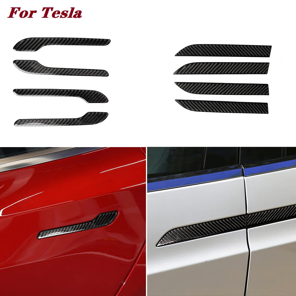 

Carbon Fiber Car Exterior Door Handle Cover Anti-scratch Protection Decorative Stickers Fit For Tesla Model 3/Model X