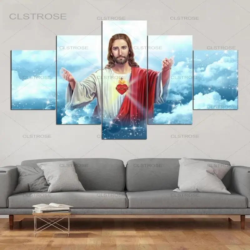 

Jesus Hands Prayer Paintings Religious Christ Heartfelt Canvas Prints 5 Panels Wall Art Posters Modern Home Decor Living Room