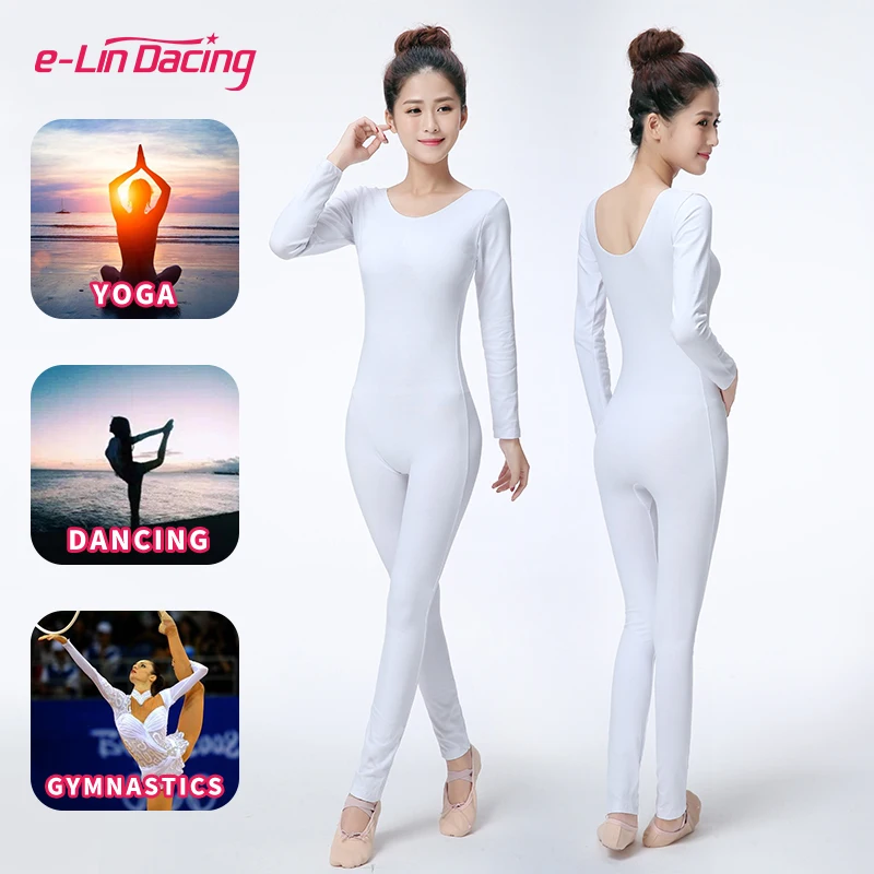 Adult Catsuit Gymnastics Leotards Girls Yoga Full Bodysuit Ballet Dance Clothes Jumpsuit Suit Cotton Long Sleeve Unitard Unisex