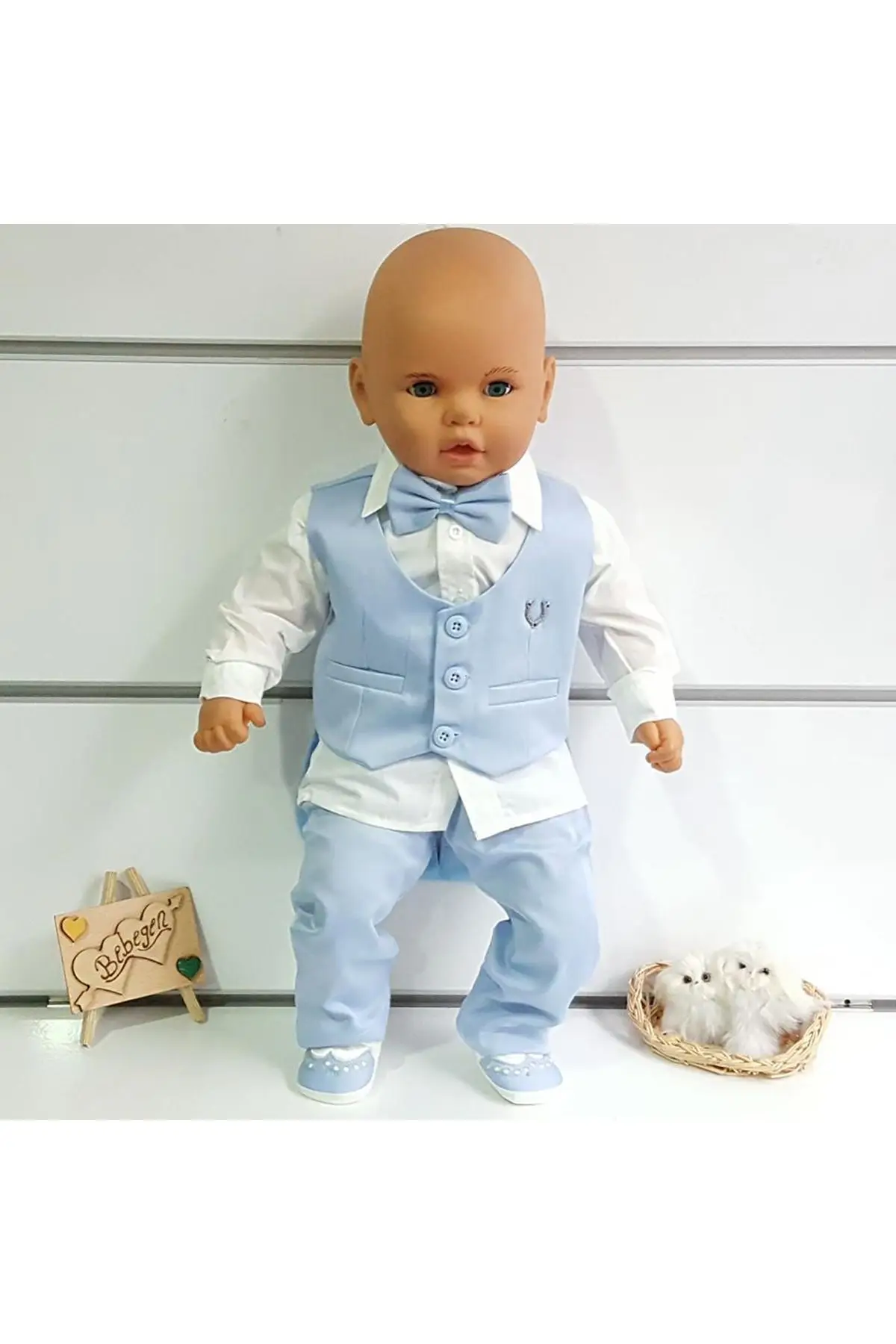 Light Blue 5 Piece Classic Male Baby Suit