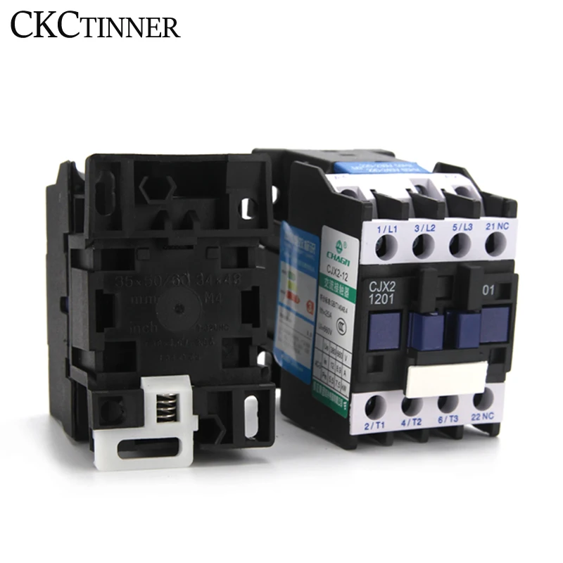 CJX2-1201/1210 50/60HZ 12A AC contactor Din Rail Mounted 3P+1NO Normal Open Contactor 24V-380V