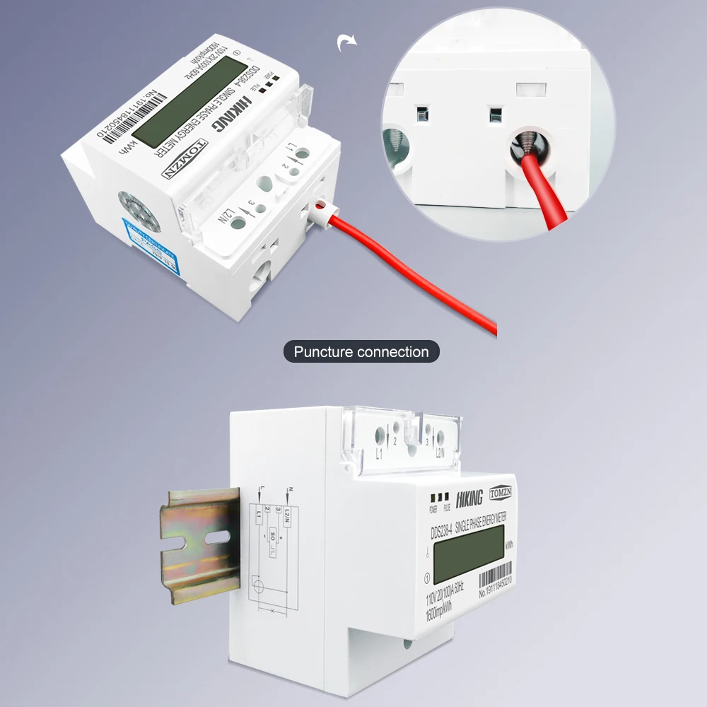20(100)A 110V 60HZ DDS238-4 Single phase Din rail KWH Watt hour din-rail energy meter LCD