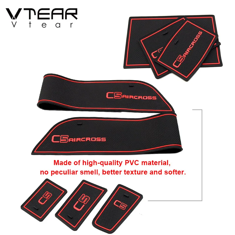 Vtear Door Slot Pad Anti-Slip Coaster Gate Groove Mat Interior Decoration Car-Styling Accessories For Citroen C5 Aircross 2021