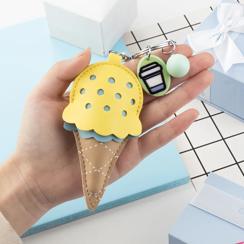 Cute Key Chain Girl Women Kawaii Ice Cream Keychains Pig Key Rings Holder For Bag Charms Pendant Best Gift For Friend Jewelry